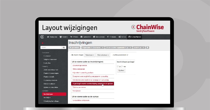 Layout wijzigingen in tab inschrijvingen bij een cursus